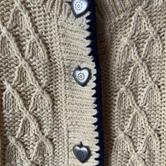 Vintage Butter Yellow Coquette Heart Knit Christopher Banks Sweater Cardigan S - Picture 4 of 8